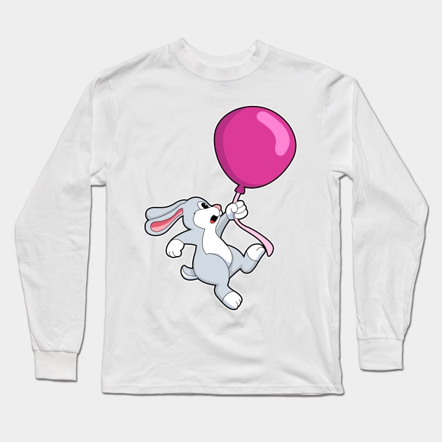 Rabbit with Balloon Long Sleeve T-Shirt by Markus Schnabel